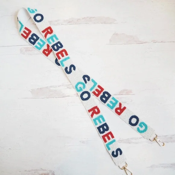 Beaded Ole Miss Rebs Purse Strap Hotty Toddy Collegiate - Picture 1 of 7